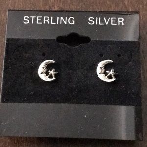 Star ⭐️ & Moon 🌙 sterling silver studded earrings